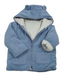 Modrý fleecový zateplený kabátek s kapucí s oušky George