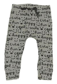 Šedé melírované turecké tepláky s nápisy a smajlíky George