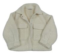 Smetanová huňatá podšitá bunda s límečkem V BY VERY