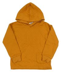 Medová prošívaná vyteplená mikina s kapsou a kapucí H&M