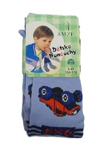 Nové - modré punčocháče s monster truckem a pruhy