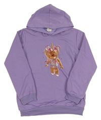 Fialová mikina s obrázkem a kapucí foanja