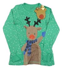 Nové - zelené puntíkaté pyžamové triko se sobem LEIGH TUCKER