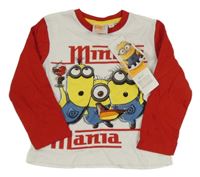 Nové - bílo-červené pyžamové triko s Mimoni 
