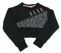 Černá crop mikina s logem a vzorem ELLE