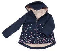Tmavomodrá softshellová bunda s motýlky a kapucí Topolino