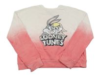 Smetanovo-světlerůžovo-růžová ombré crop mikina s Bugs a Lolou Bunny C&A