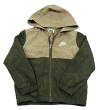Tmavokhaki-béžová šusťáková funkční jarní bunda s kapucí Nike