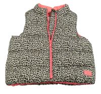 Světlebéžovo-hnědo-černá vzorovaná prošívaná šusťáková zateplená vesta s logem GAP