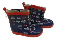 Tmavomodro-červené holínky s auty George vel. 16