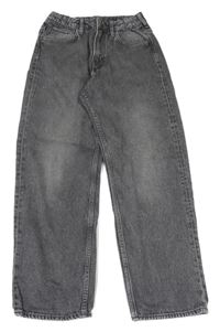 Tmavošedé šisované loose fit rifle H&M