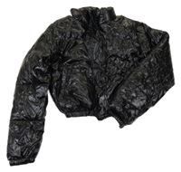 Černá prošívaná šusťáková lesklá zimní crop bunda New Look