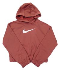 Čokoládová thermo crop mikina s logem a kapucí Nike