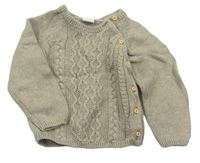 Béžový propínací svetr s copánkovým vzorem H&M