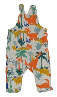 Světlešedé melírované laclové tepláky s dinosaury a palmami M&S