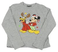 Šedé melírované triko s Mickeym a Plutem Disney