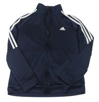 Tmavomodrá sportovní propínací funkční mikina s logem zn. Adidas