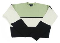 Zeleno-černo-bílý crop svetr New Look