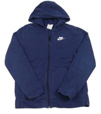 Tmavomodrá propínací mikina s logem a kapucí Nike