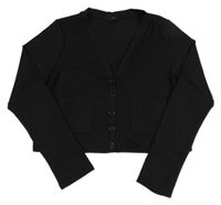 Černá úpletová propínací crop mikina New Look