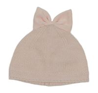 Růžová podšitá čepice s mašlí Next