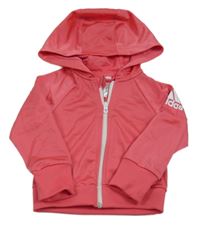 Lososová sportovní propínací mikina s kapucí Adidas