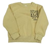 Žlutá mikina s potiskem a nápisem DeFacto