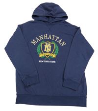 Tmavomodrá mikina s nápisem a kapucí Primark