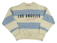 Světlebéžovo-světlemodrá pruhovaná oversize mikina s nápisem F&F