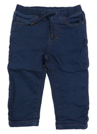 Tmavomodré teplákové rifle s úpletovým pasem Manor