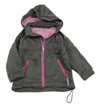 Tmavošedá melírovaná softshellová bunda s kapucí