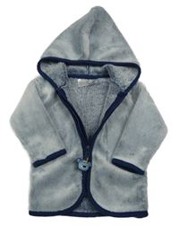 Bílo-tmavomodrá chlupatá propínací mikina s kapucí Ergee