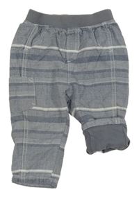 Tmavomodro-bílé pruhované podšité kalhoty s úpletovým pasem Next