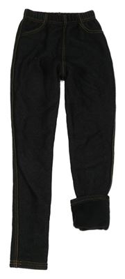 Černé zateplené tregíny riflovéhov vzhledu