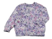 Lila květovaná mikina s jednorožci Nutmeg