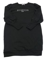 Černé teplákové šaty s nápisem Matalan