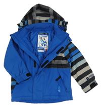 Modro-pruhovaná šusťáková lyžařská bunda s kapucí Protest