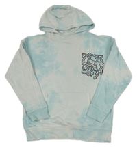 Světlemodrá batikovaná mikina s ovladačem a kapucí George