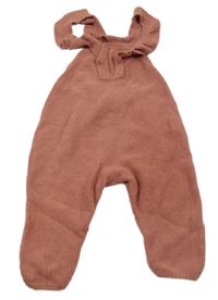 Starorůžové pletené laclové tepláky s volánky Zara