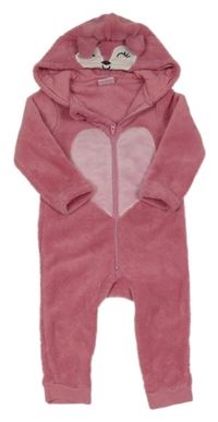 Starorůžová chlupatá kombinéza s kapucí - liška Orsolino
