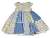 Bílo-modré květované patchwork šaty Topolino