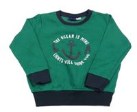 Zelená mikina s kotvou a nápisem Lupilu