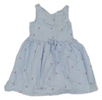 Bílo-modré pruhované plátěné šaty s třešněmi H&M
