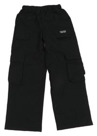 Černé šusťákové cargo kalhoty Shein