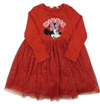Červené bavlněno/tylové šaty s Minnie M&S