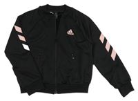Černá sportovní propínací mikina s logem Adidas