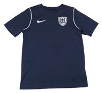 Tmavomodré sportovní funkční tričko s potiskem Nike