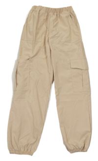 Béžové šusťákové cargo cuff kalhoty Shein