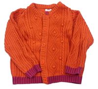Oranžovo-růžový propínací svetr s 3D puntíky Mamas&Papas
