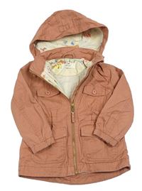 Starorůžová plátěná jarní bunda s kapucí H&M